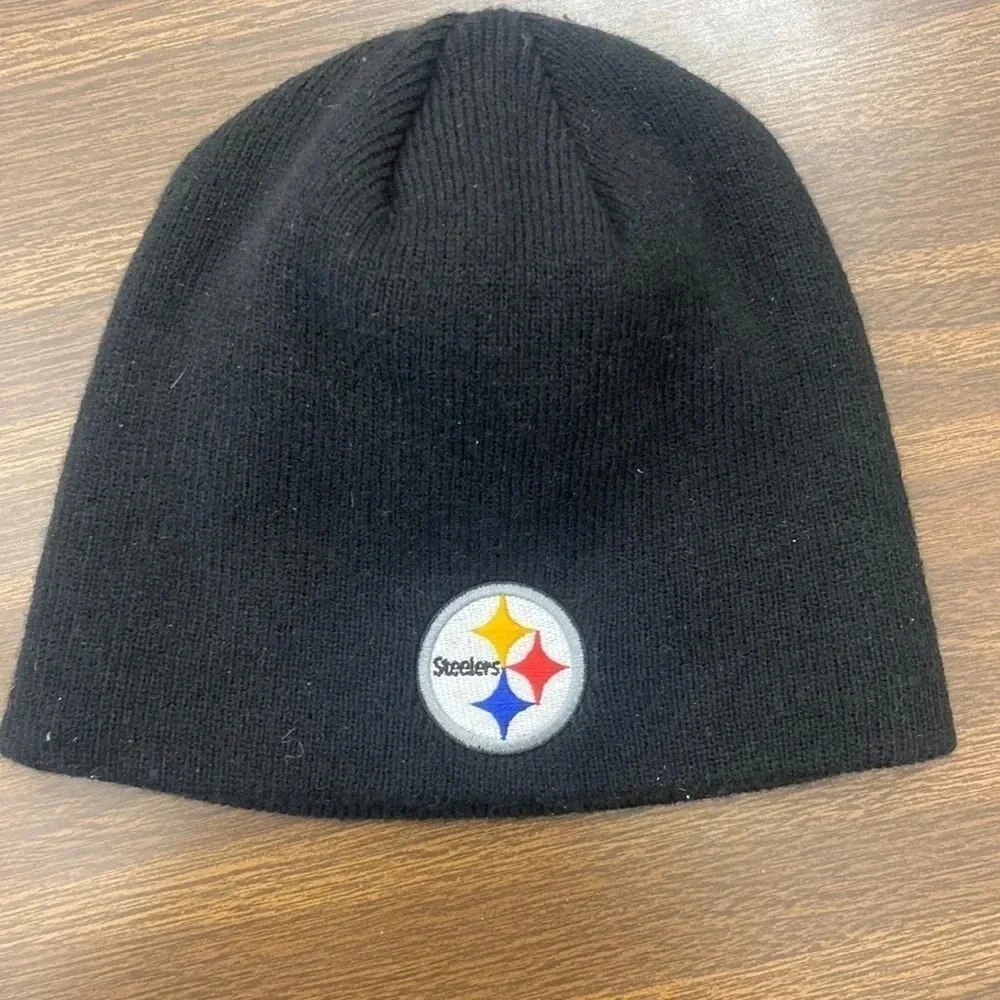 Steelers black knit hat youth